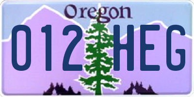 OR license plate 012HEG