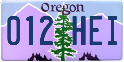 OR license plate 012HEI