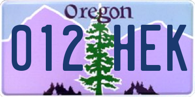 OR license plate 012HEK