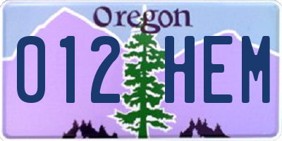 OR license plate 012HEM