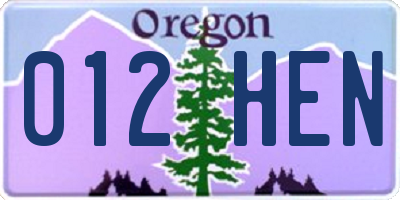 OR license plate 012HEN