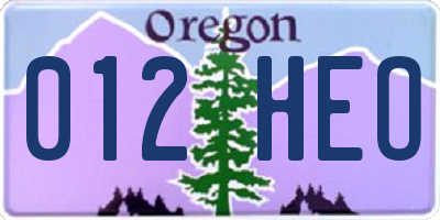 OR license plate 012HEO