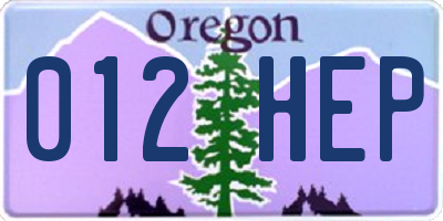 OR license plate 012HEP