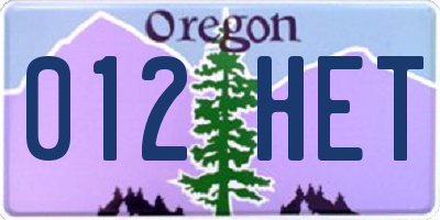 OR license plate 012HET