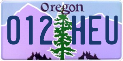 OR license plate 012HEU