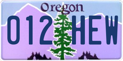 OR license plate 012HEW