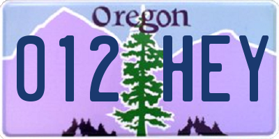 OR license plate 012HEY