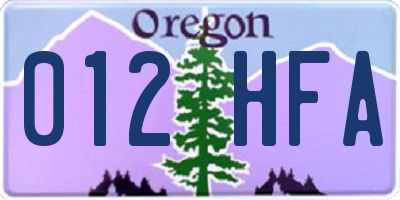 OR license plate 012HFA