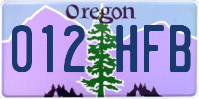 OR license plate 012HFB