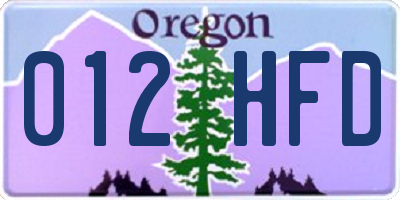 OR license plate 012HFD