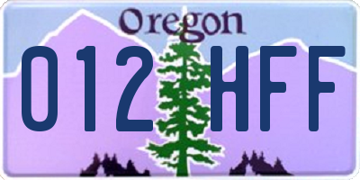 OR license plate 012HFF