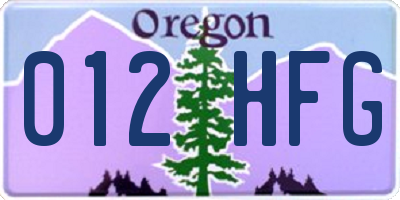 OR license plate 012HFG