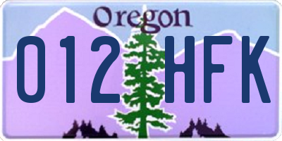 OR license plate 012HFK