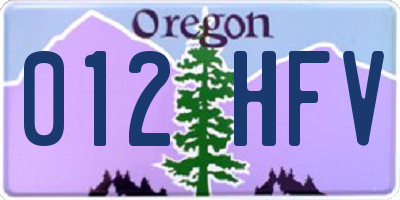 OR license plate 012HFV