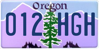 OR license plate 012HGH