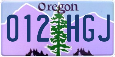 OR license plate 012HGJ