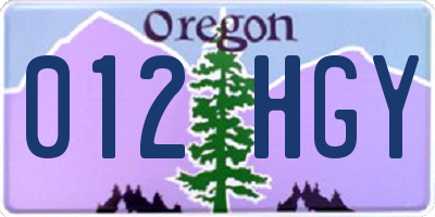 OR license plate 012HGY