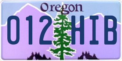 OR license plate 012HIB