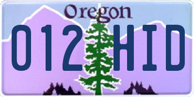 OR license plate 012HID