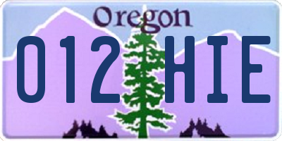 OR license plate 012HIE