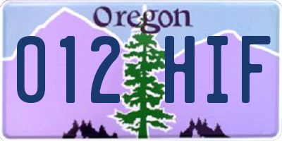 OR license plate 012HIF