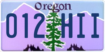 OR license plate 012HII