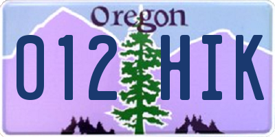 OR license plate 012HIK