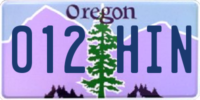 OR license plate 012HIN