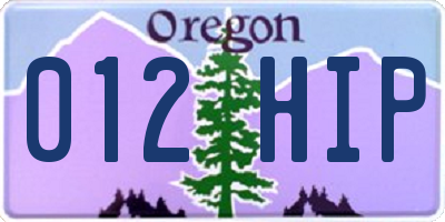OR license plate 012HIP