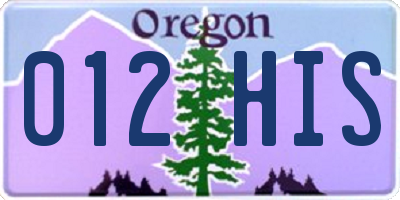 OR license plate 012HIS