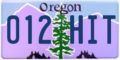 OR license plate 012HIT