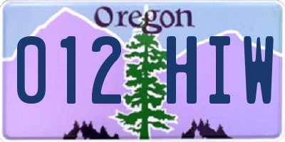 OR license plate 012HIW