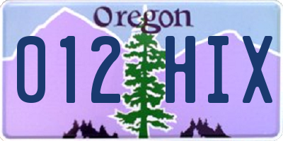 OR license plate 012HIX
