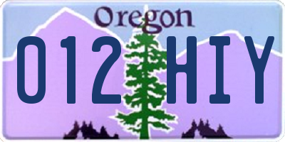 OR license plate 012HIY
