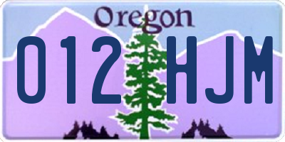 OR license plate 012HJM