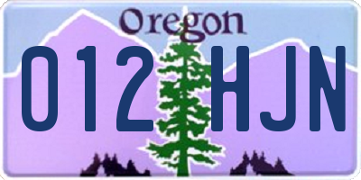 OR license plate 012HJN