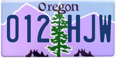 OR license plate 012HJW