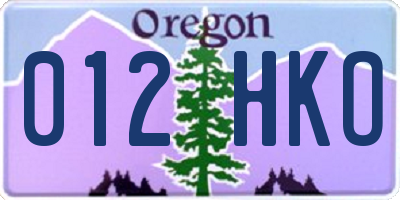 OR license plate 012HKO