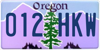 OR license plate 012HKW