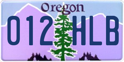 OR license plate 012HLB
