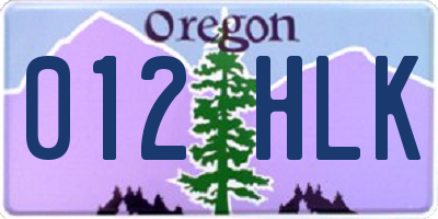 OR license plate 012HLK
