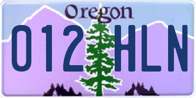 OR license plate 012HLN