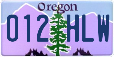 OR license plate 012HLW