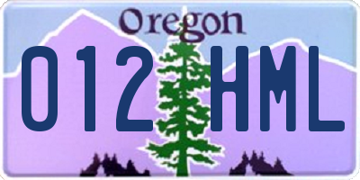 OR license plate 012HML
