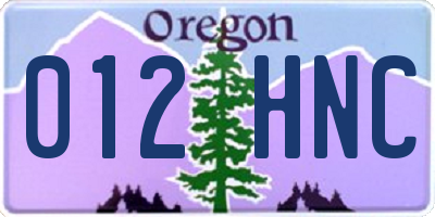 OR license plate 012HNC