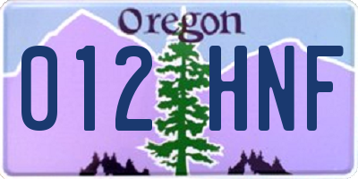 OR license plate 012HNF