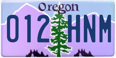 OR license plate 012HNM