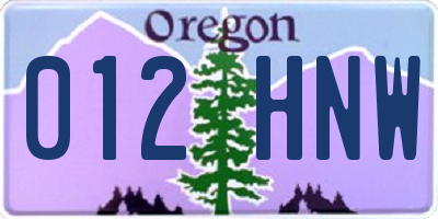 OR license plate 012HNW