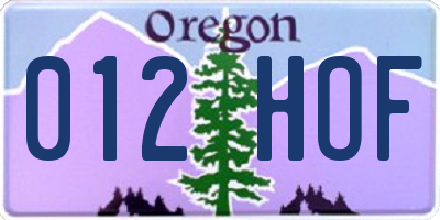 OR license plate 012HOF