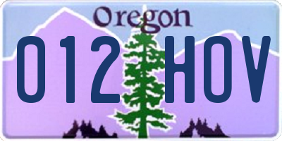 OR license plate 012HOV